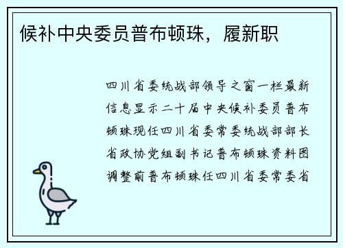 候补中央委员普布顿珠，履新职